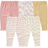 Unisex Baby 5-Pack Long Pants Boys Girls Toddler Cotton Shorts Gift Set
