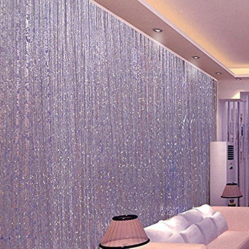 Flytaker Glitter Tassel String Line Door Window Curtain Room Divider Screen Decor Window Treatments (Purple)