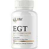 LIIFE L-Ergothioneine Supplement (EGT) 30mg,Compound Antioxidant Supplement (May Support Longevity and Healthy Aging) Promotes Skin Health,60 Capsules,Non-GMO, Gluten Free, Vegan Safe