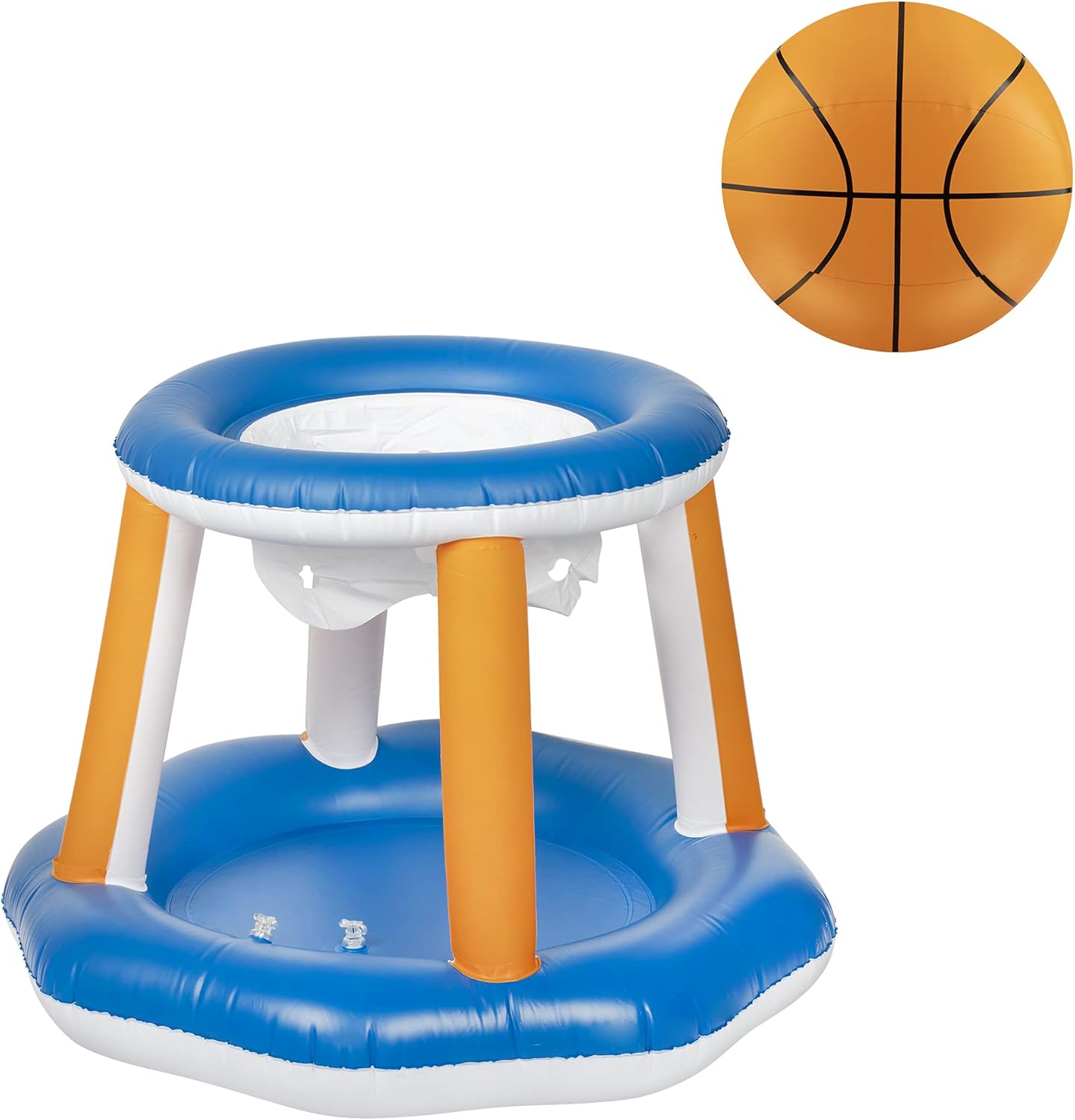HOOJO Inflatable Pool Games Pool Volleyball Set & Basketball Hoop, Pool Toys for Teens and Adults, 2-Balls Swimming Pool Toys with Volleyball Court(105''x35''x28'' ) & Basketball (27''x27''x23): Toys & Games