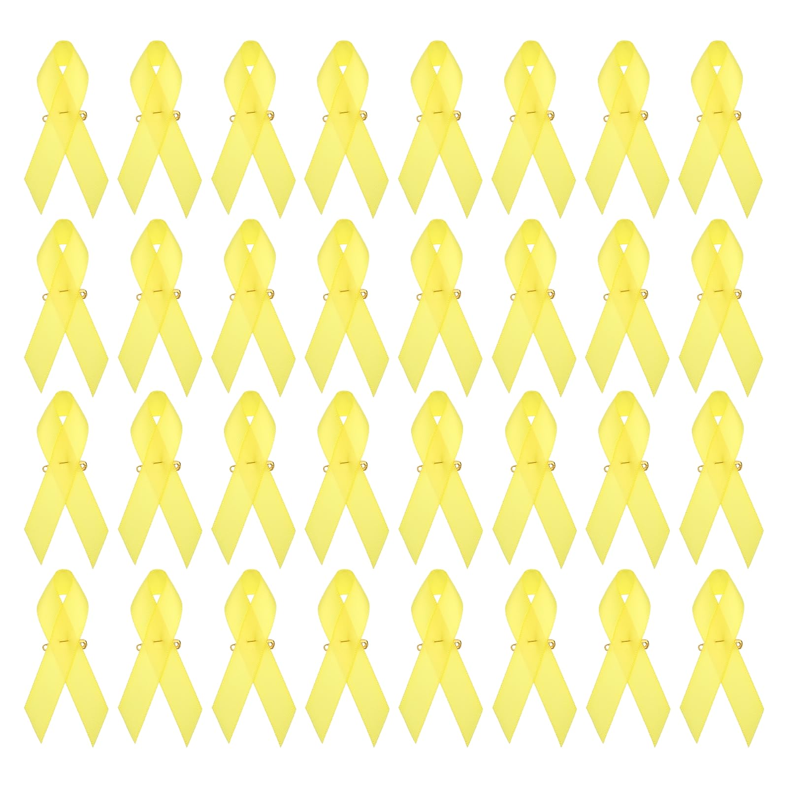PATIKIL Awareness Satin Ribbon, 200 Pcs Ribbon Satin with Safety Pins for International Day, Yellow