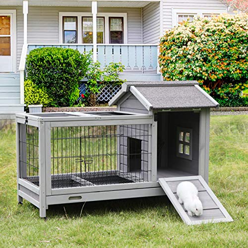 Aivituvin Rabbit Hutch Indoor Rabbit Cage Outdoor Bunny Hutch Guinea