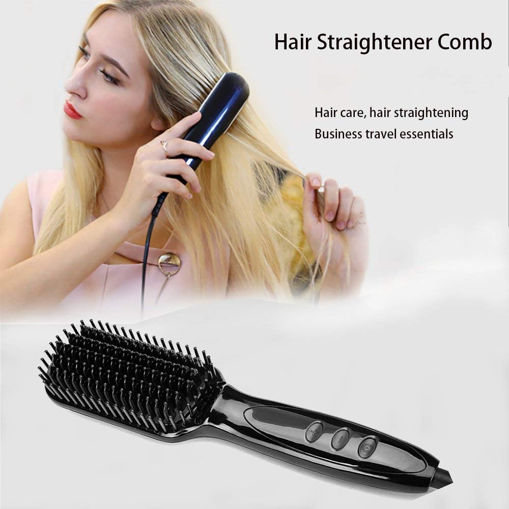 Feeke Hair Straightener Brush, Ionic Beard Straightener, Anti-scald, Auto Temperature Lock, Heat Brush Comb for Woman & Men