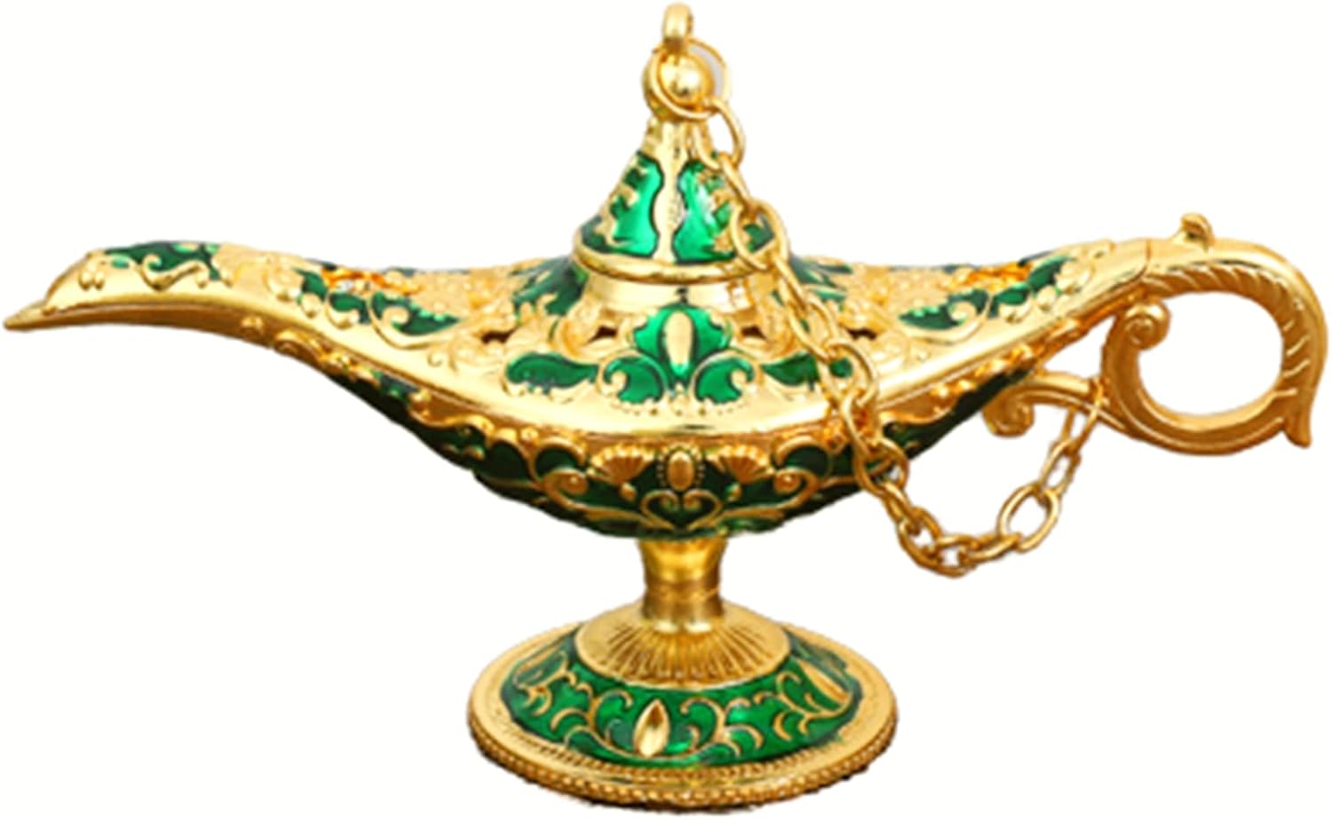 Oil Lamps & Accessories - Vintage Aladdin Magic Genie Lamp Pot, Wishing Light Alloy Arabian Lamp Jewelry Box for Home Party /Wedding Table Decoration & Gift (Small/Green)