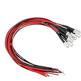 uxcell 10Pcs 5mm Pre Wired LED, Fast Flashing DC9-12V Clear Lens, Light Emitting Diodes