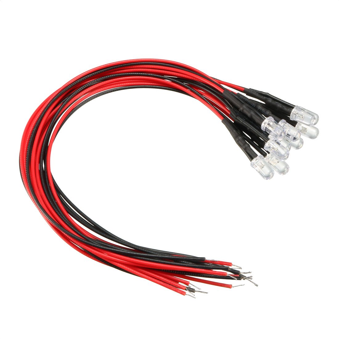 sourcingmap 10Pcs 5mm Pre Wired LED, Fast Flashing DC9-12V Clear Lens, Light Emitting Diodes