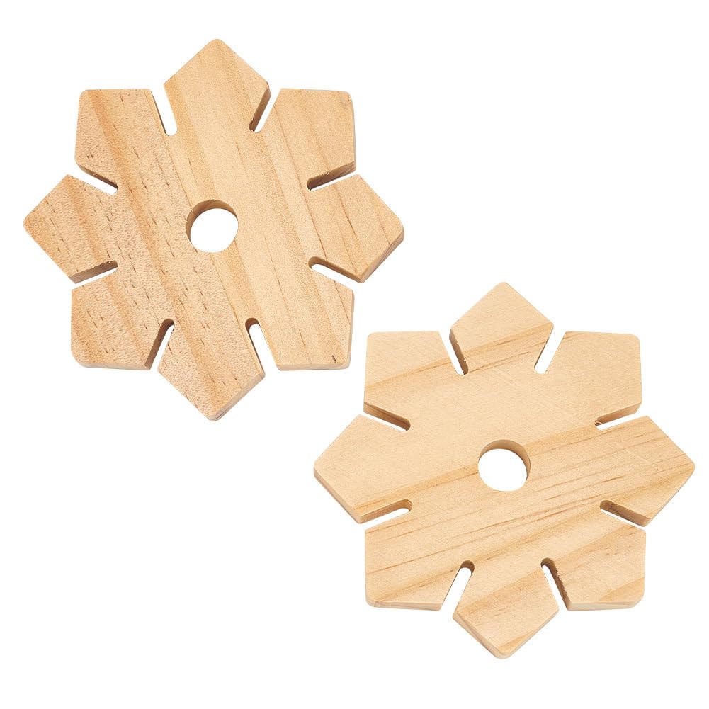 FINGERINSPIRE 2PCS Wooden Kumihimo Disk 8 Slots Bracelet Knitting Disk 8.5cm Diameter Flower Shaped Weaving Plate Kumihimo Beading Cord Disc Wood Braided Weaving Board for DIY Bracelet Making