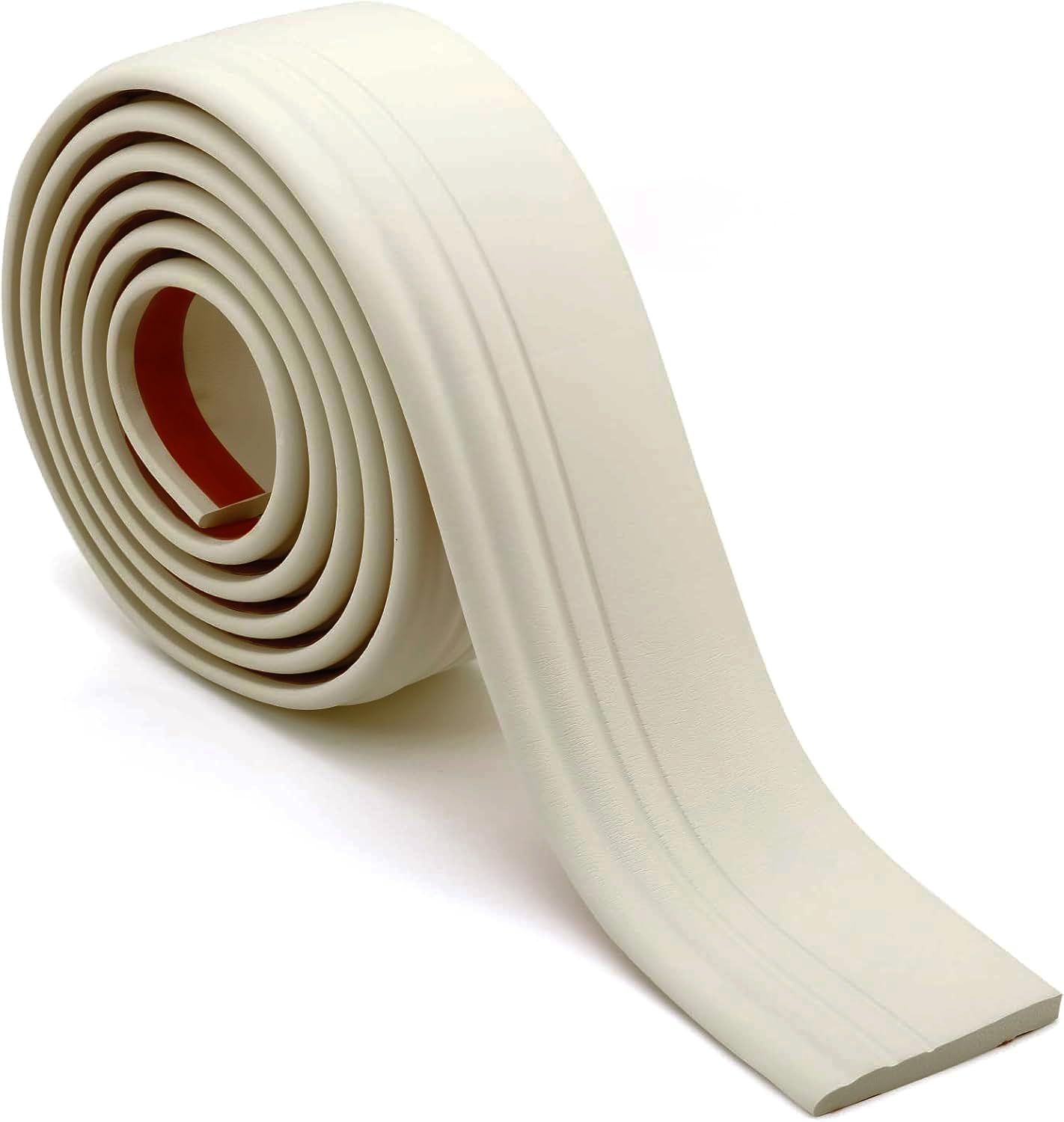 Hardened Peel and Stick Baseboard Trim, Flexible Strip and Caulk for Floor, Chair Rail, Wall Base (5m x 10cm, Beige)