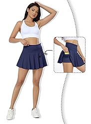 Navy Pleated Skirt Womens High Waisted Athletic
