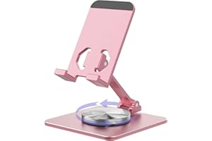 SOJUNER Rotating Aluminum Cell Phone Stand for Desk, Tablet Stand Compatible with 4-9.7in Phones and iPad, mini Pink