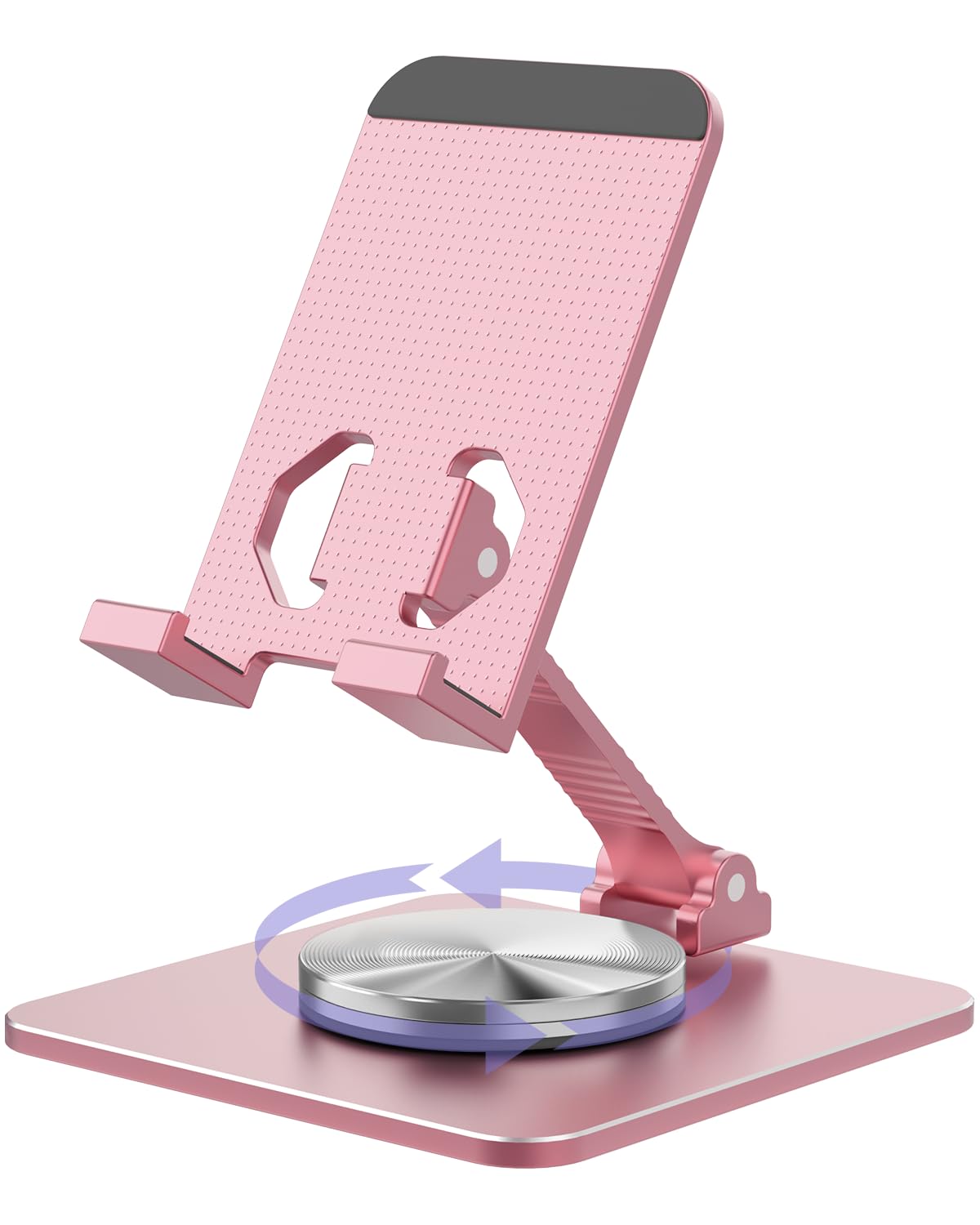 Photo 1 of SOJUNER Cell Phone & Tablet Stand for Desk, Aluminum Adjustable Holder for iPhone, iPad & Smartphones || Foldable Mount with 360° Swivel, Stable Base & Portable Design for 4–9.7in Devices, Pink