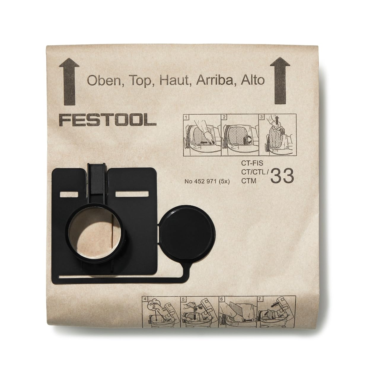 Festool 452971 Replacement Filter Bags for CT 33 Dust Extractor - Pack of 5