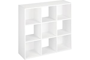 ClosetMaid 9 Cube Laminated Wood Reversible Stackable Open Bookcase Display Shelf Storage Organizer for Home and Office Organization, White