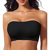 HEPOE Strapless Bras for Women, Seamless Non-Padded Bandeau Bra, Wireless Push Up Tube Top Bralette