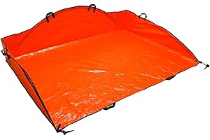 EZ LEAF HAULER YFUG GO Reusable Cleanup Tarp for Lawns and Gardens - Landscape and Yard Accessories, Rake Leaves and Debris, Easy To Use, Collapsible Design, Orange, (5’ X 7’)