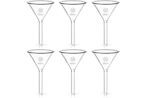 HUAOU 6pcs 50mm Tiny Glass Funnel Sets, Short Stem Small Funnel, 3.3 Boro Glass Automotive Oil Filter Mini Funnels, Filling Bottles for Science Labs Kitchen Use