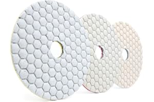 SUBRILLI 3 Step Diamond Dry Polishing Pads Kit 4 Inch for Granite Quartz Marble Concrete Terrazzo