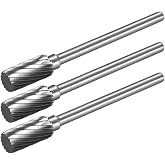 uxcell 3pcs Tungsten Carbide Rotary Files 1/8" Shank, Single Cut,6mm Dia | Top Flat Cylinder Rotary Tool, for Die Grinder Drill Bit Alloy Steel Hard Metal Polishing Model Engineering