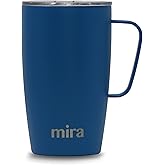 MIRA 18 oz Insulated Coffee Mug - Stainless Steel Travel Cup with Easy-Grip Handle - Car Cup Holder Compatible - Hawaiian Blue