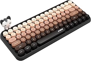 FELICON 308i Wireless Bluetooth Keyboard, Retro Typewriter Design with Gradient Colorful Round Keycaps and Cute Magnetic Cat 