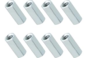 Evecad 8 Packs 1/2''-13 Coarse Coupling Nuts, Hex Coupling Nut, Threaded Rod Connector, Carbon Steel Galvanized