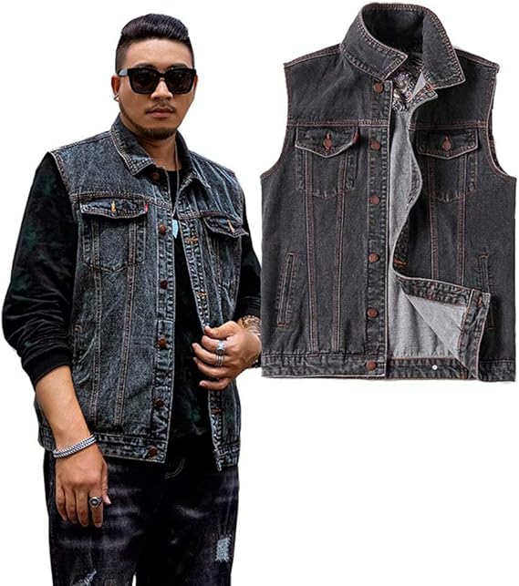 Amazon Tasahaya メンズ デニム ベスト ノースリーブ デニム ジャケット ジレー ストリート チョッキ アウター 大きいサイズ M 7xl ベスト 通販