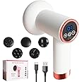 PUPOUSE Cellulite Massager Body Sculpting Machine - Cordless Electric Body Sculpting Massager with 5 Massage Heads, Handheld Body Massager for Belly, Waist, Legs, Arms, Butt (White)