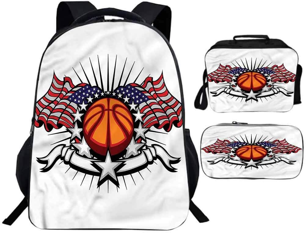 Sports Children Backpack Set, Ball Waving National Flags