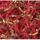 4 oz Premium Crinkle Paper Filler - Double Color Shredded Paper for Gift Wrapping, Basket Filling, Gift Box Decoration,Perfect for Birthdays, Christmas, Weddings (Red and Gold)