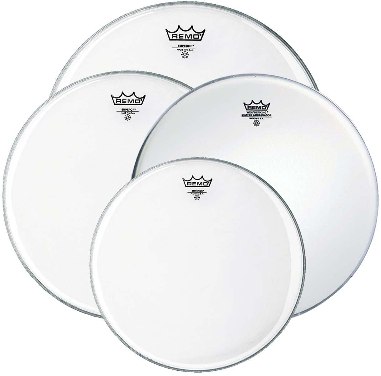 Remo Emperor PP-1860-BE-GW Drum Head Pro Pack Transparent 10 Inch 12 Inch 16 Inch + Free 14 Inch