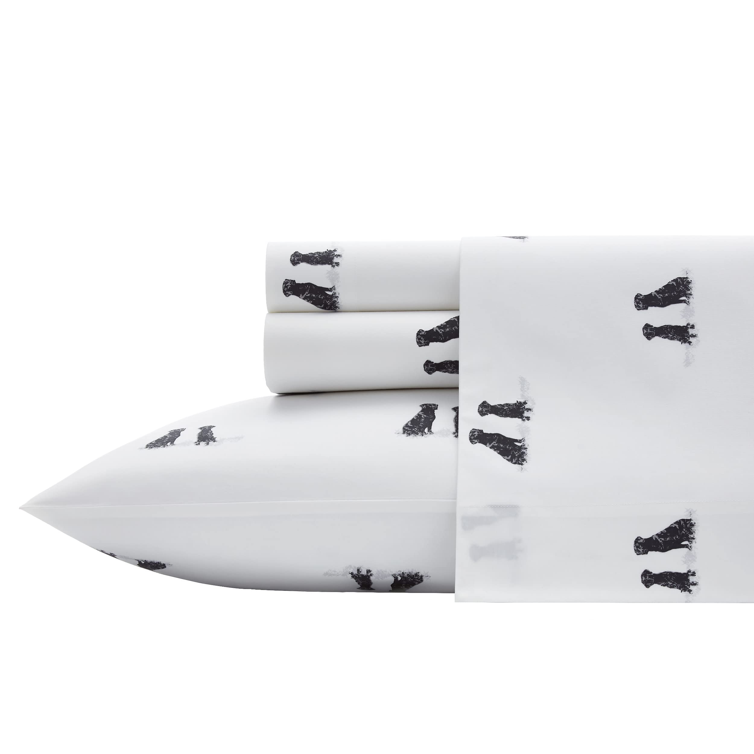 Eddie Bauer - Twin Sheets, Cotton Percale Bedding Set, Crisp & Cool Home Decor (Labrador Fields White, Twin)