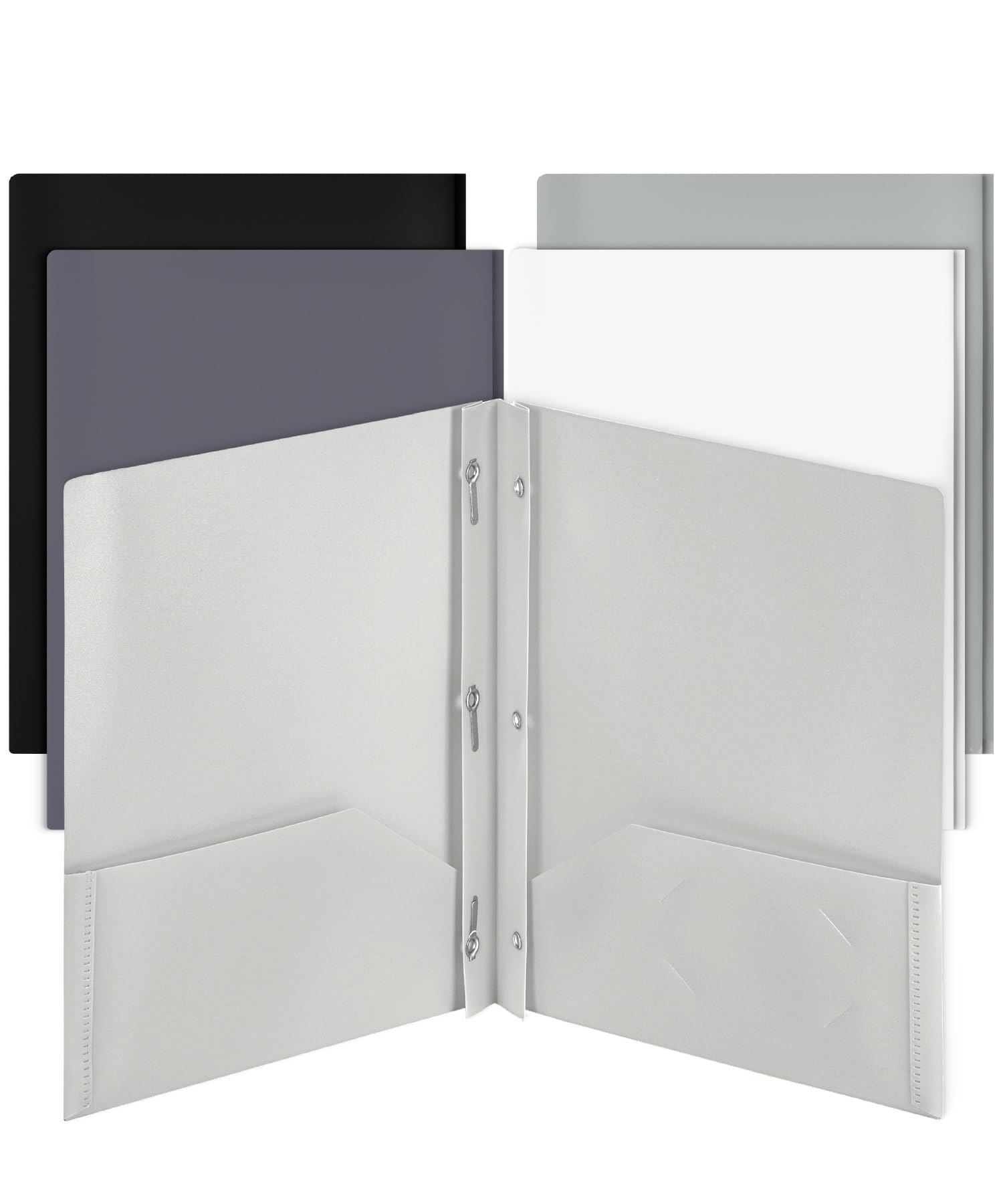Photo 1 of Mr. Pen- Plastic Folders with Pockets and Prongs, 5 Pack, Letter Size, Flexible Plastic Folders with Prongs, Black and White Theme