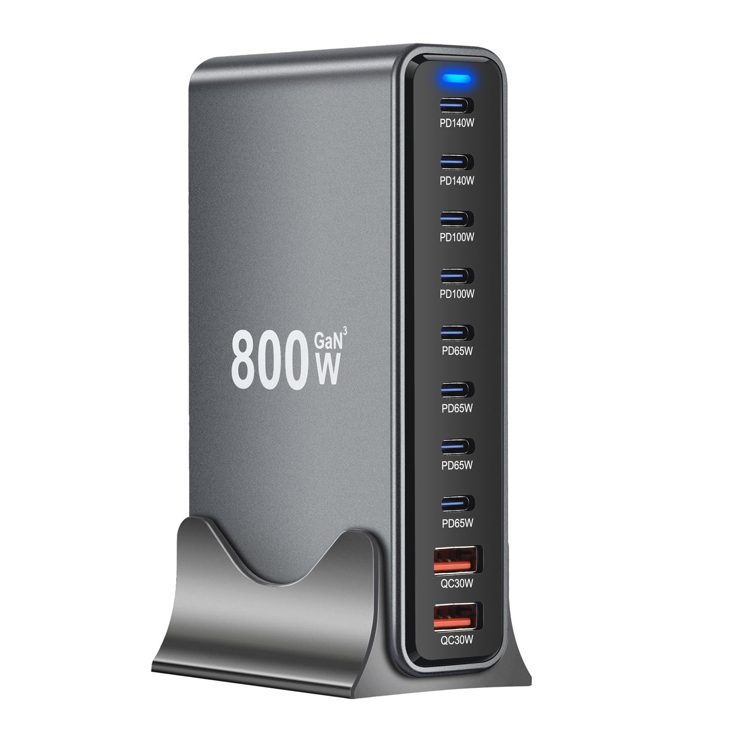 Photo 1 of 800W USB C Fast Charger Block, 10 Ports GaN III USB Chagring Station, Dual 140W PD PPS HUB for Multiple Devices, Laptop Adapter Compatible with MacBook Pro/Air iPad iPhone Pro Max, Galaxy, Dell, HP