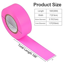 MOWPOG 5 Pack Pink Flagging Marking Tape, 1" x
