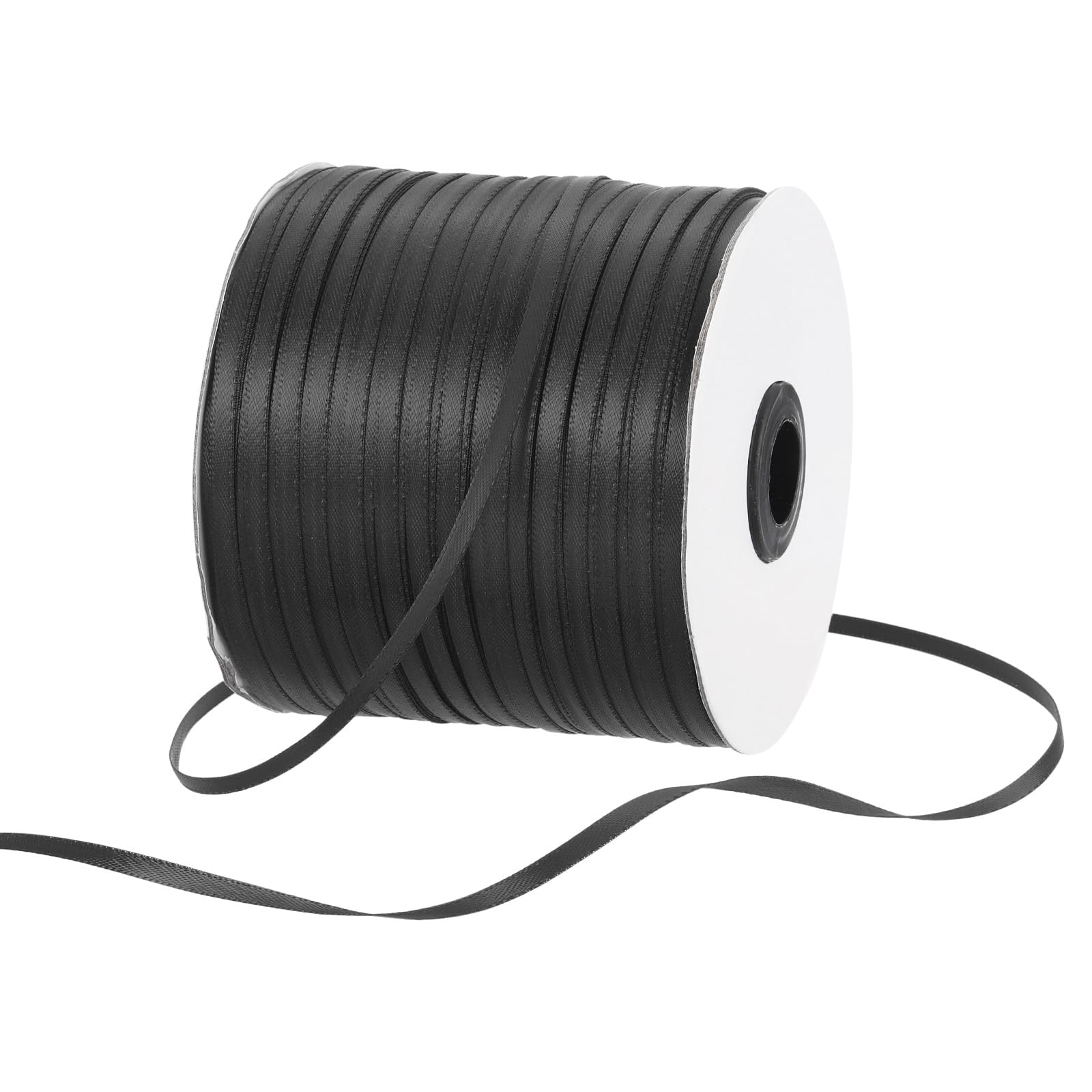 Rebower 3mm Satin Ribbon 460m Thick Double Face Grosgrain Silk Ribbon, [for Gift Wrapping, Hair Bows, Wedding, Cake, Flower] - 500 Yard/1500ft/ Black — image 1