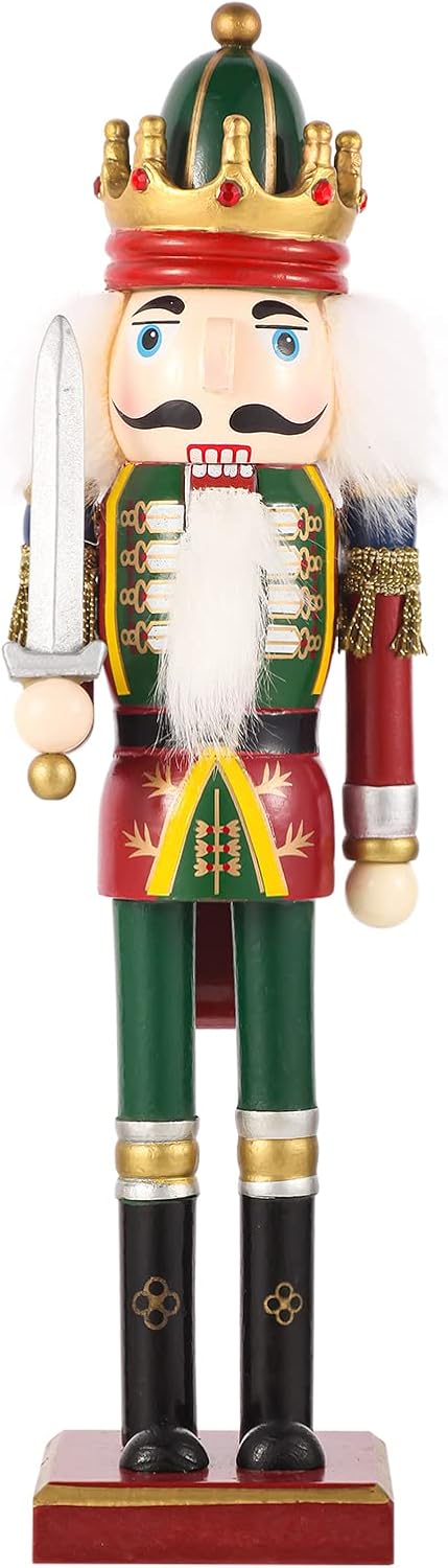 Nutcrackers - SurpriseSeptember Christmas Nutcracker Ornament,12 inch Traditional Painted Wooden Nutcracker Soldier Doll, Nutcracker Figures Holiday Party Tabletop Christmas Decorations (Swordsmen)
