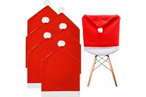 lonfypeng 6pc Christmas Red Hat Dining Chair Slipcovers,Christmas Chair Back Covers Kitchen Christmas Chair Covers for Holiday Festival Decoration Indoor