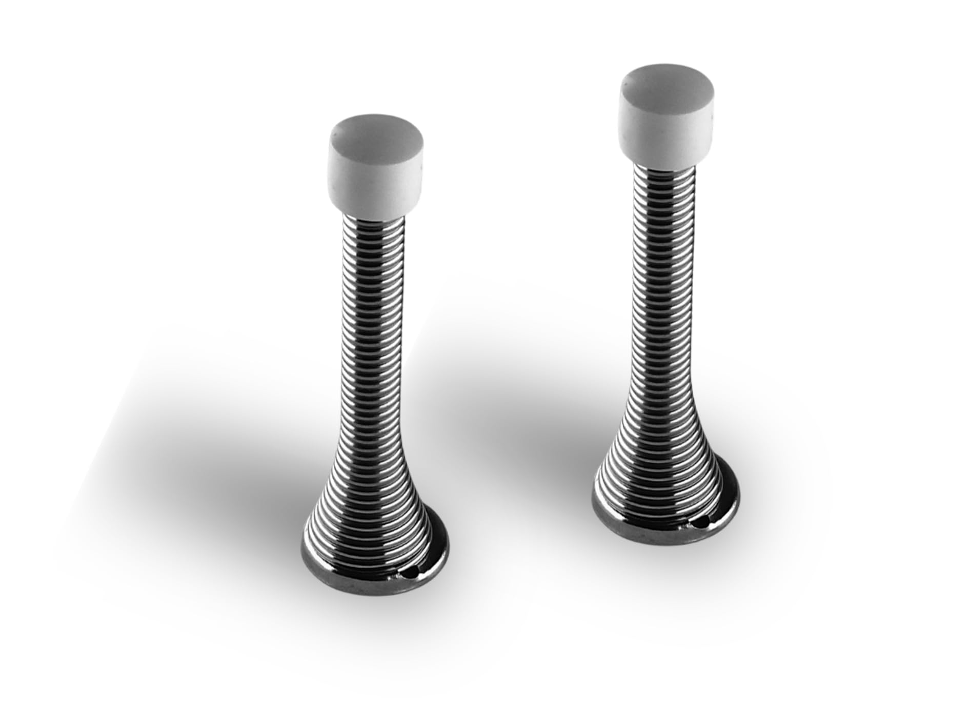 QCAA Flexible Spring Door Stop Bumper, 3-1/8", Steel, Brush Nickel, 12 Pack, Made in Taiwan