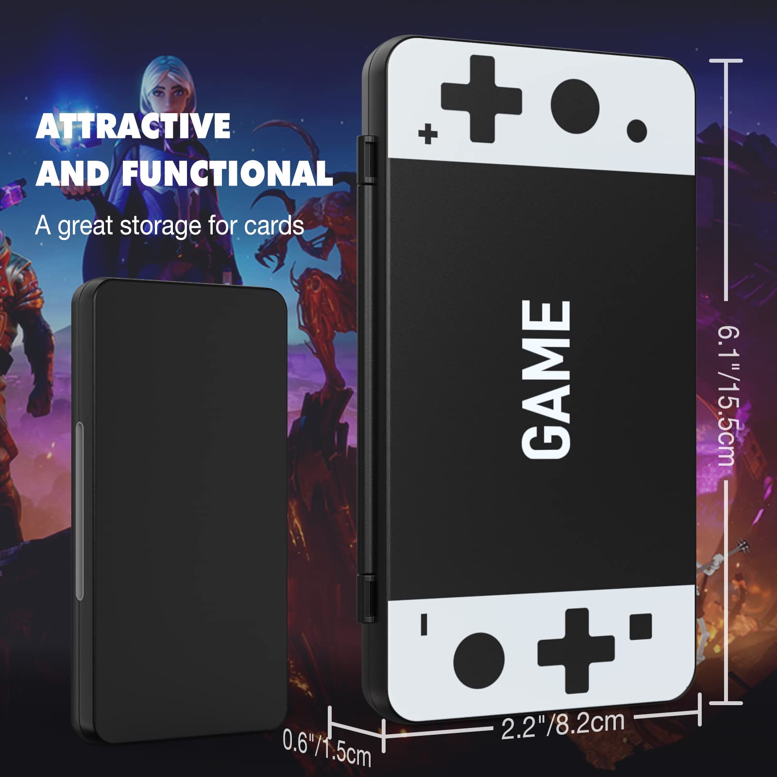 MoKo 24 ゲームカードケース Nintendo Switch OLED 2021/Switch/Switch Lite対応 スイッチゲームホルダーケース ゲームカード&SDカード用 スリム&ポータブルゲームカード収納ボックス ブラック&ホワイト ゲーム