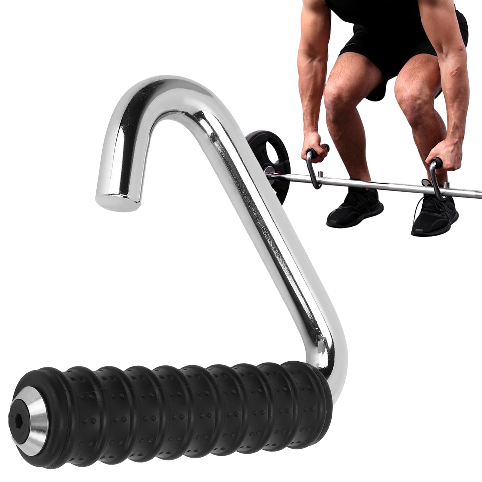 EVTSCAN Exercise Pull Up Handles, Fitness Handle Grip C Shaped Universal Rubber Wrapped Training Pull Bar for Gym