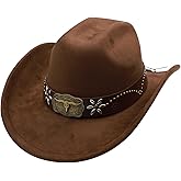 Western Cowboy Hat for Men Cowgirl Hat for Women Wide Brim Felt Fedora Hats Classic Cowboyhat with Buckle Belt