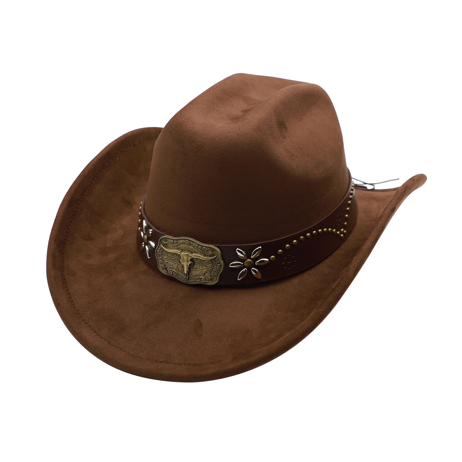 Photo 1 of ***MISSING HATBAND, SOME GLUE WHERE HATBAND IS SUPPOSED TO BE***
Western Cowboy Hat for Men Cowgirl Hat for Women Wide Brim Felt Fedora Hats Classic Flat Top Hats with Buckle Belt (US, Alpha, Medium, Coffee)