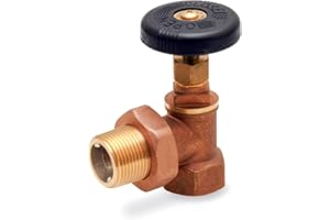 Hot Water Angle Radiator Valve 1 in. FIP x Male Union Heavy Duty Brass Angle Radiator Valve with Molded Thermal Plastic Handl