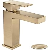 Lava Odoro Champagne Gold Bathroom Faucets, Single Hole Bathroom Sink Faucet Single Handle Vanity Faucet with Pop up Drain Assembly, Deck Plate Included, BF307-CB