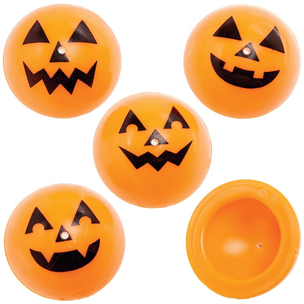 Baker Ross FX431 Pumpkin Jumping Poppers - Pack of 12, Party Bag Fillers for Kids, Halloween Gifts, Toys and Favours, Dome Jumpers