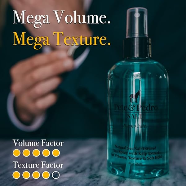 PETE & PEDRO SALT – NATURAL SEA SALT SPRAY FOR HAIR MEN & WOMEN, ADDS INSTANT VOLUME, TEXTURE, THICKNESS, & LIGHT HOLD | TEXTURIZING & THICKENING | AS SEEN ON SHARK TANK, 8.5 OZ.