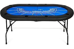 Vilobos Craps Table 8 Players Poker Table Folding Texas Holdem Poker Card Table Casino Games Blackjack Baccarat -Blue (Craps Table)