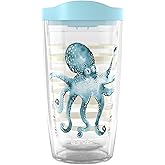 Tervis Sara Berrenson - Atlantica Collection Made in USA Double Walled Insulated Tumbler Travel Cup Keeps Drinks Cold & Hot, 16oz, Octopus