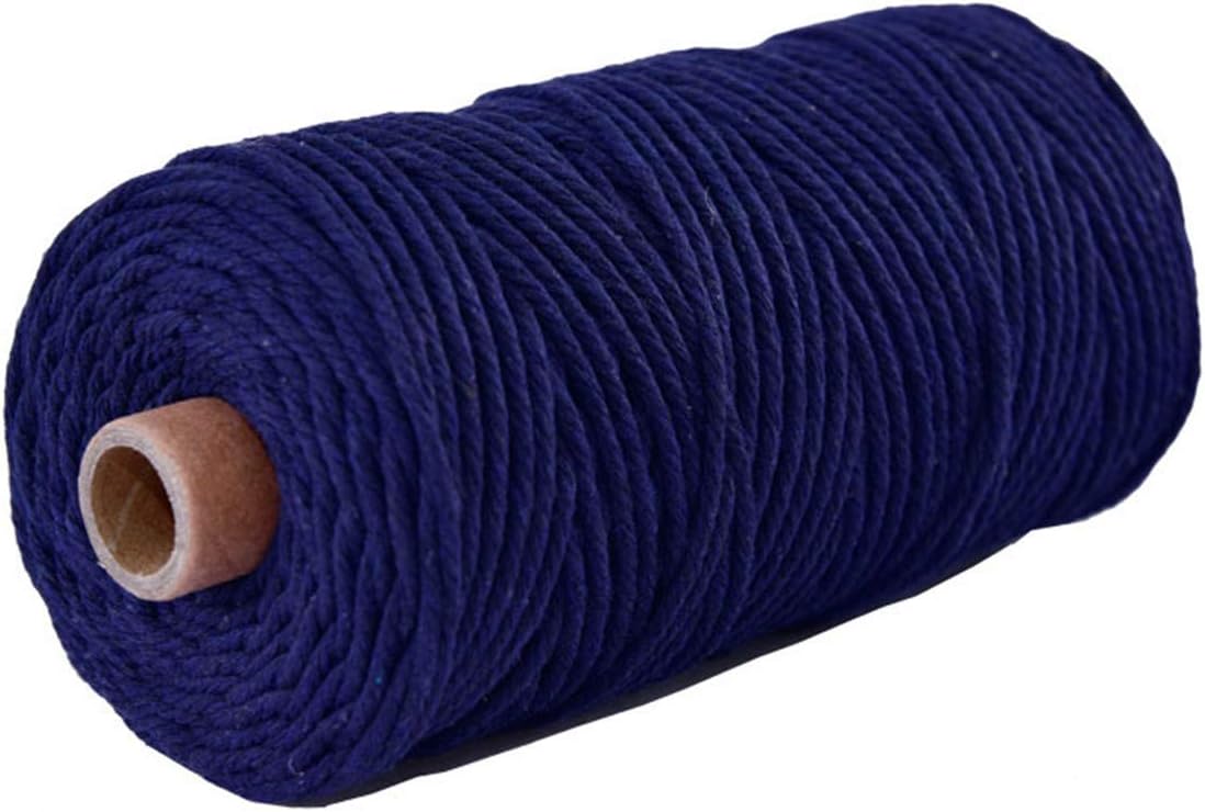 Vivianbuy RoyalBlue 3mm/4mm Dia 328ft Macrame Cotton Cord Twist Macrame String Soft Macrame Rope for Handmade Plant Hanger Craft Making and DIY Projects