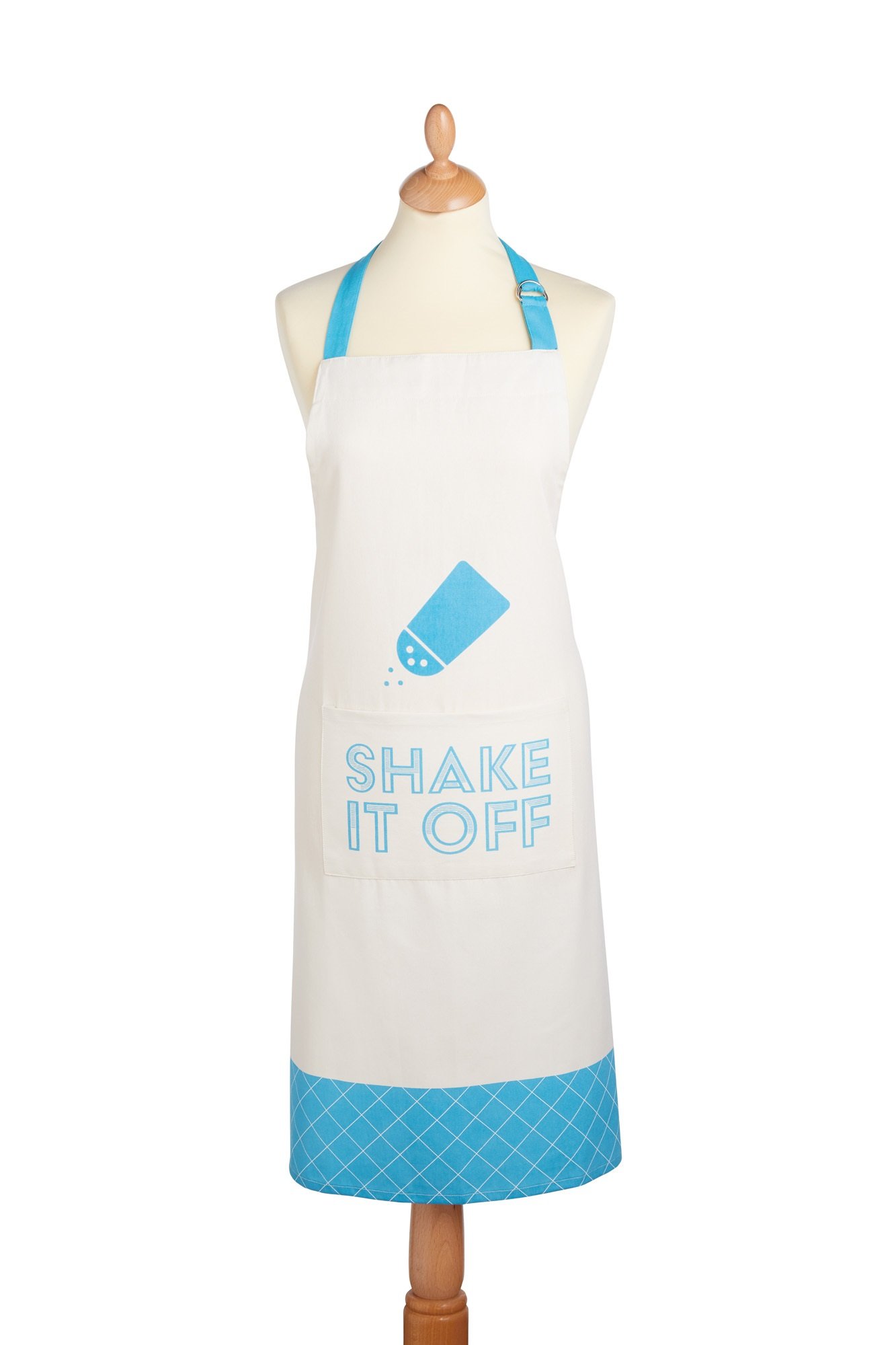 KitchenCraft "Shake it Off" Adjustable 100% Cotton Novelty Cooking Apron - Blue / White